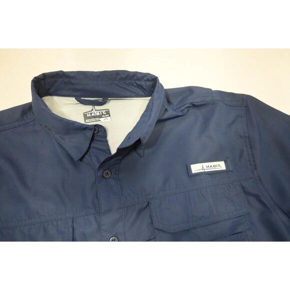 Habit Vented Fishing Shirt Blue Long Sleeve Camping Outdoors Mens Size XL - Picture 6 of 10